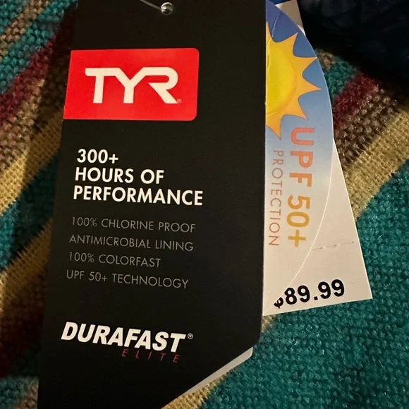 NWT TYR Control Fit Lap Suit, Blue, Lavender, Black One-Piece Swimsuit, Size 16 - Picture 7 of 9